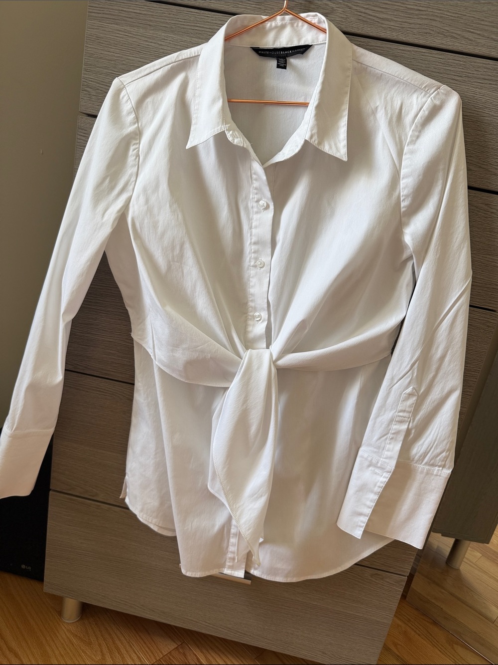 White House Black Market White Tie-Front Button-Down Shirt
